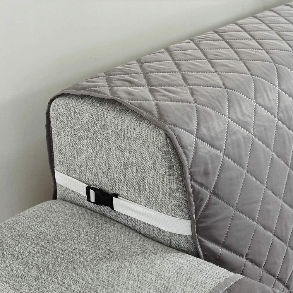 2-Seater Quilted Sofa Slipcover Water Resistant Couch Protector Grey