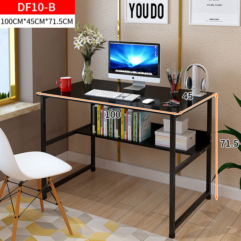 Modern Wood Metal Computer Desk with Shelf Black