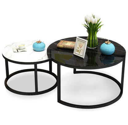 Luxor 2-in-1 Designer Marble Look Nested Coffee Tables