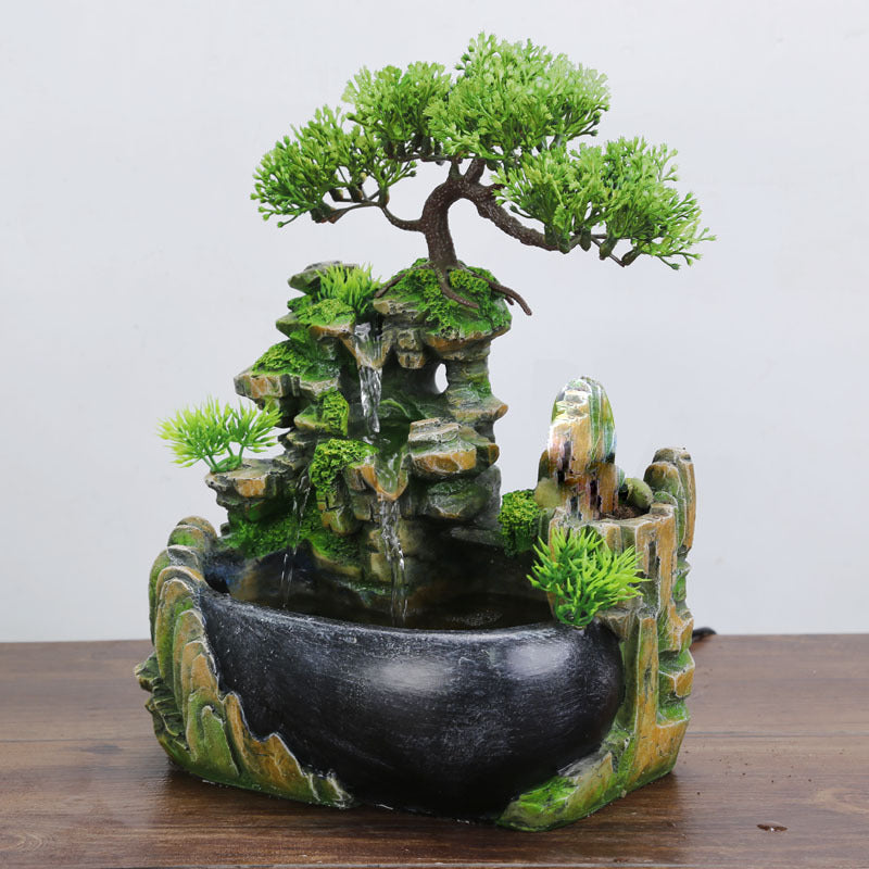 Zen Waterfall Fountain Bonsai Tree Indoor Water Feature Ornament