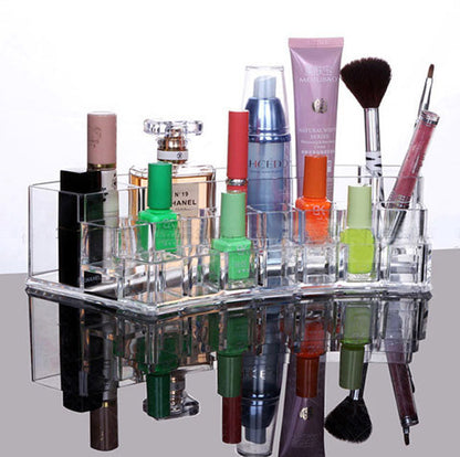 Elegant Crystal Curved Makeup Organizer for Lipstick Perfume Nail Polish Storage