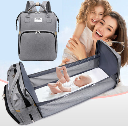 Convertible Baby Nappy Bag with Changing Bed Grey