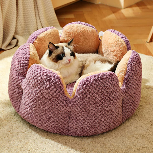 40cm Cactus Flower Pet Bed Cozy Nest for Cats and Dogs Purple