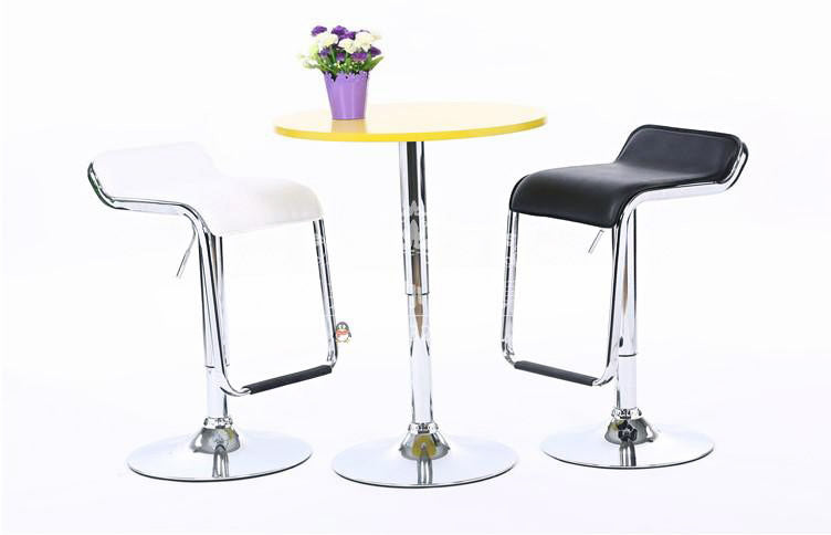 Set of 5 Luxury Faux Leather Chrome Bar Stools White