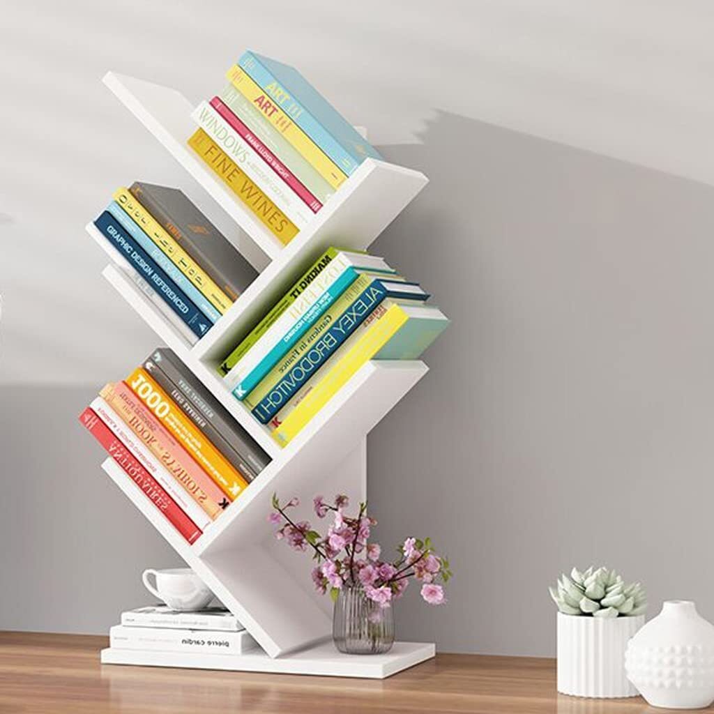 Desktop Organizer 5 Shelving Bookshelf Display Cabinet Bookcase White