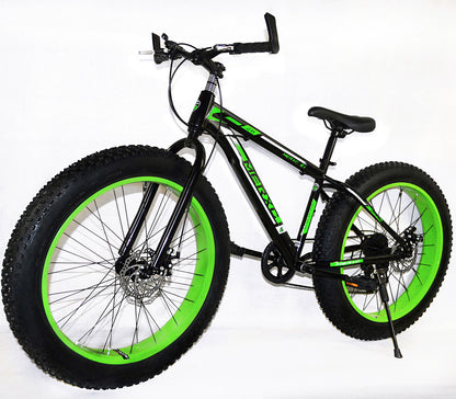 Premium Heavy Duty Fat Tire Mountain Bike for All Terrains Green Black