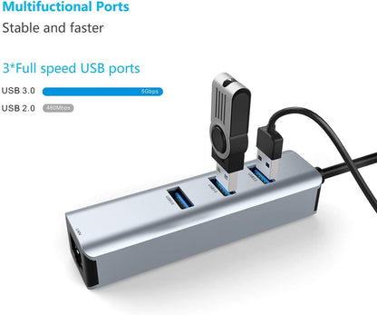 High-Speed 4-in-1 USB-C Hub with Gigabit Ethernet Adapter