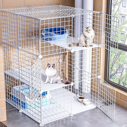 Large Pet Home Cat Cage Metal Wire Kennel Playpen Exercise Crate White