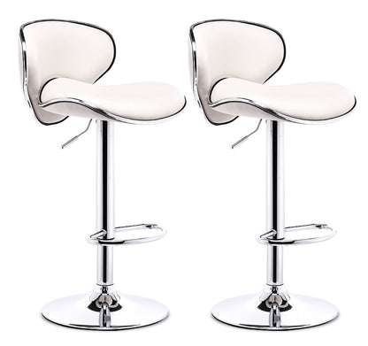 Set of 2 Designer PU Leather Bar Stools Modern White