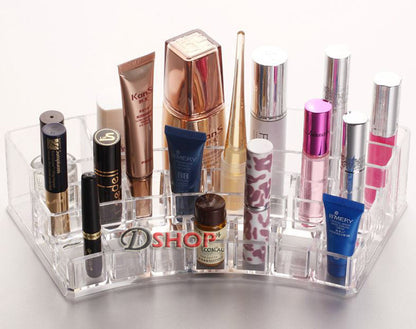 Elegant Crystal Curved Makeup Organizer for Lipstick Perfume Nail Polish Storage