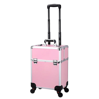 Professional Beauty Makeup Travel Organizer Suitcase for Cosmetics Pink