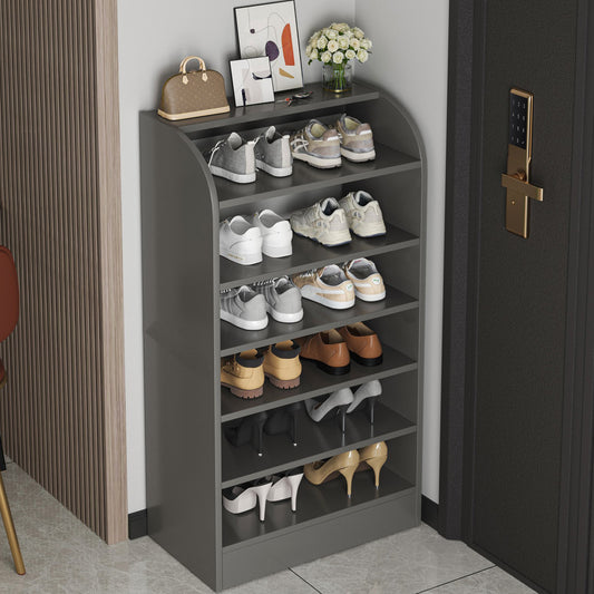 7-Tier Extra Spacious Wooden Shoe Rack Storage Organizer Cabinet Charcoal