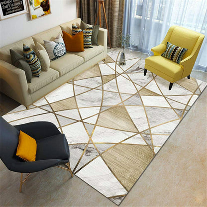 XL Extra Large 300 x 200 Luxury Plush Comfort Gold Marble Rug Carpet Mat