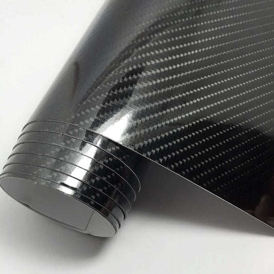 152cm x 50cm 6D High Gloss Black Carbon Fibre Wrap Vinyl Roll Automotive Film