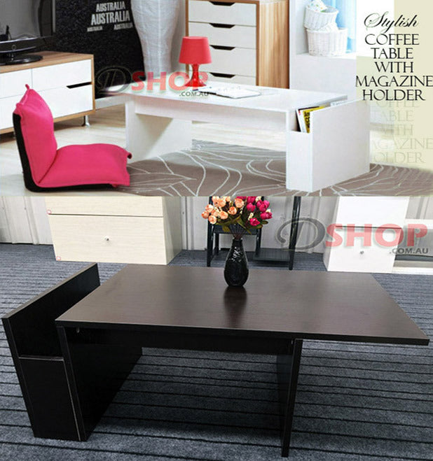 Stylish Coffee Table with Magazine Holder White