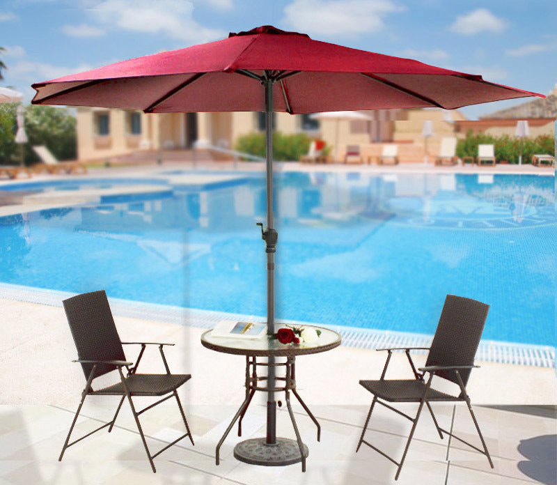 3m Steel Outdoor Garden Patio Market Umbrella Maroon