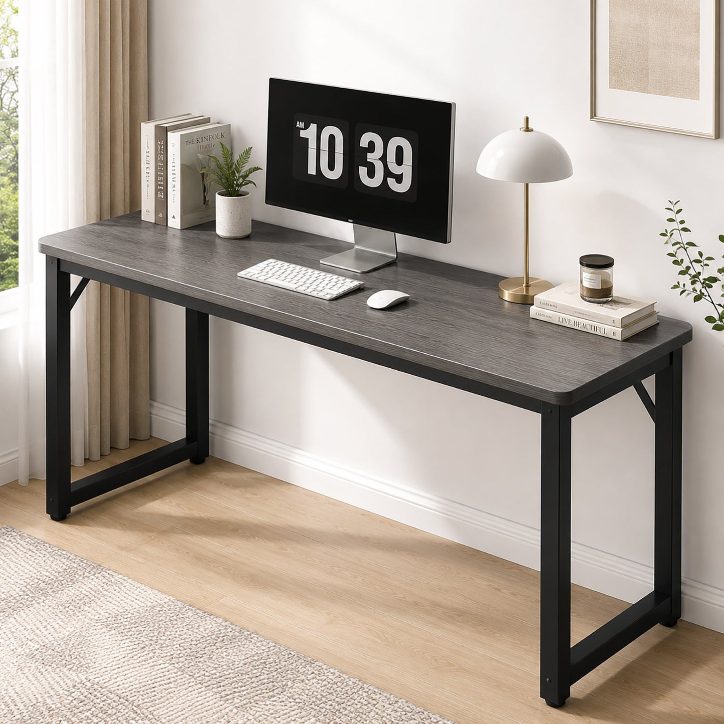 Rustic Grey Wood Metal Console Table Narrow Desk