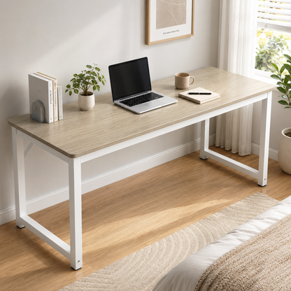 Narrow Wood Metal Console Table Modern Coastal Oak Desk