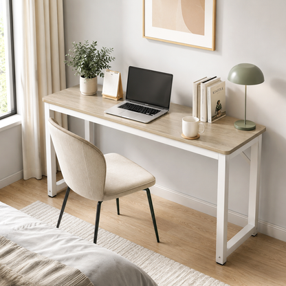 Narrow Wood Metal Console Table Modern Coastal Oak Desk