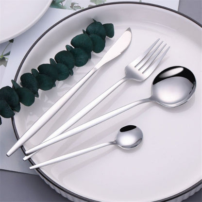 24 Piece Stainless Steel Cutlery Set Knife Fork Spoon Kitchen Tableware Silver