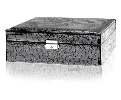 Elegant Pink Crocodile Leather Jewellery Box Organiser