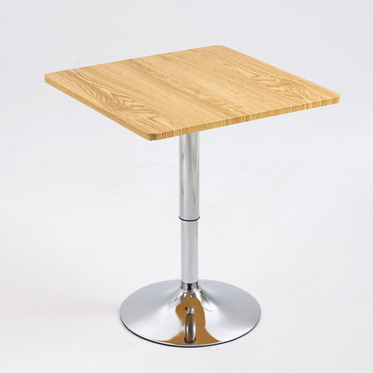 Adjustable Height Bar Table with Gas Lift Oak Stainless Steel Modern Design