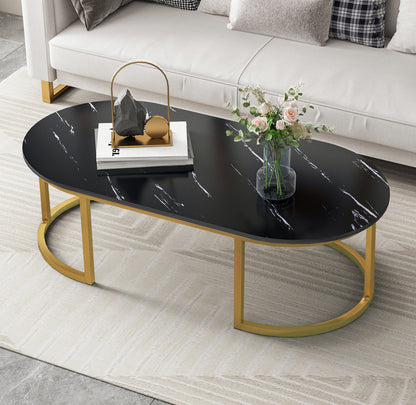 Luxor Designer Marble Look Coffee Table Black