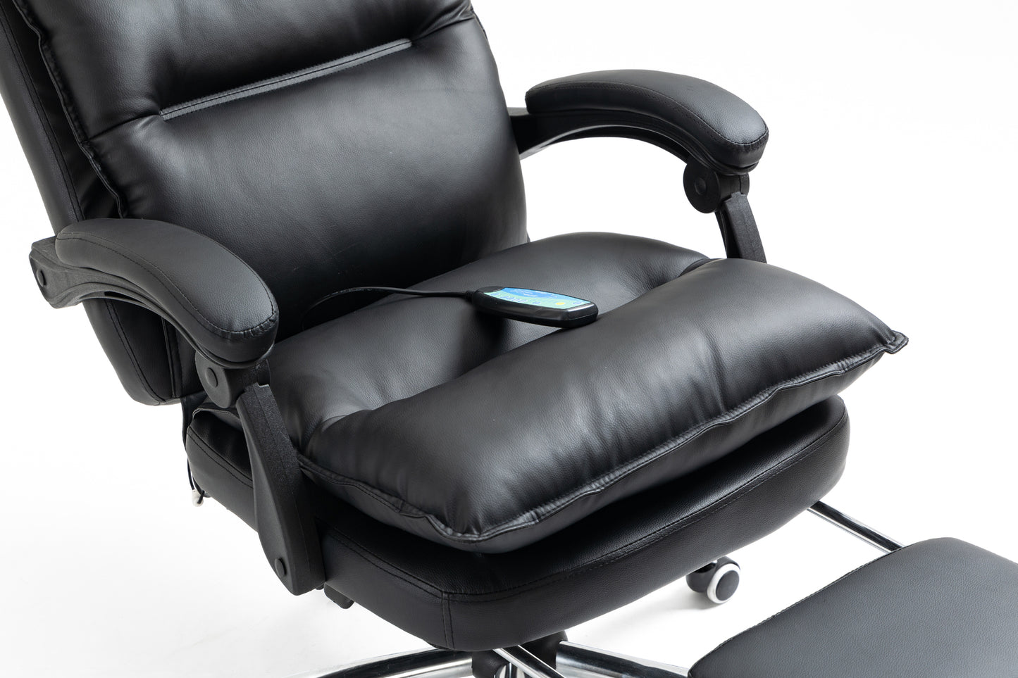 Luxury Executive Reclining Office Chair with Foot Rest and Massager Black