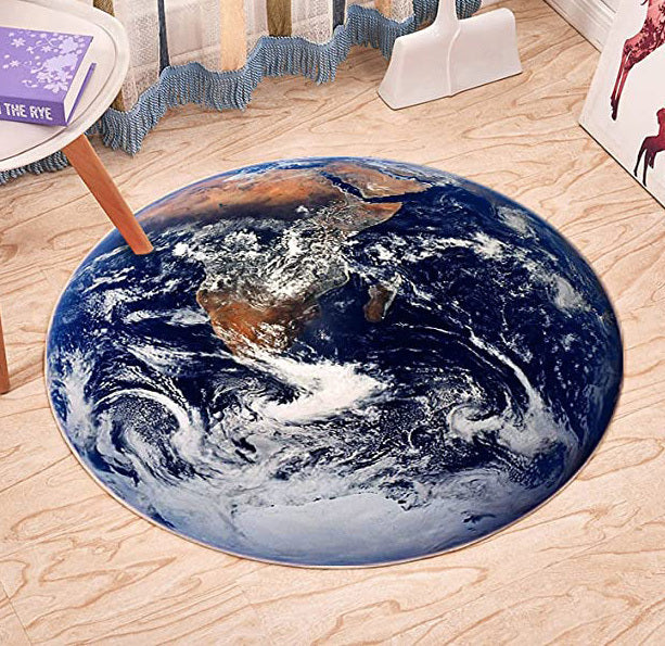 Luxury Plush Comfort Infinity Round Earth Planet World Rug