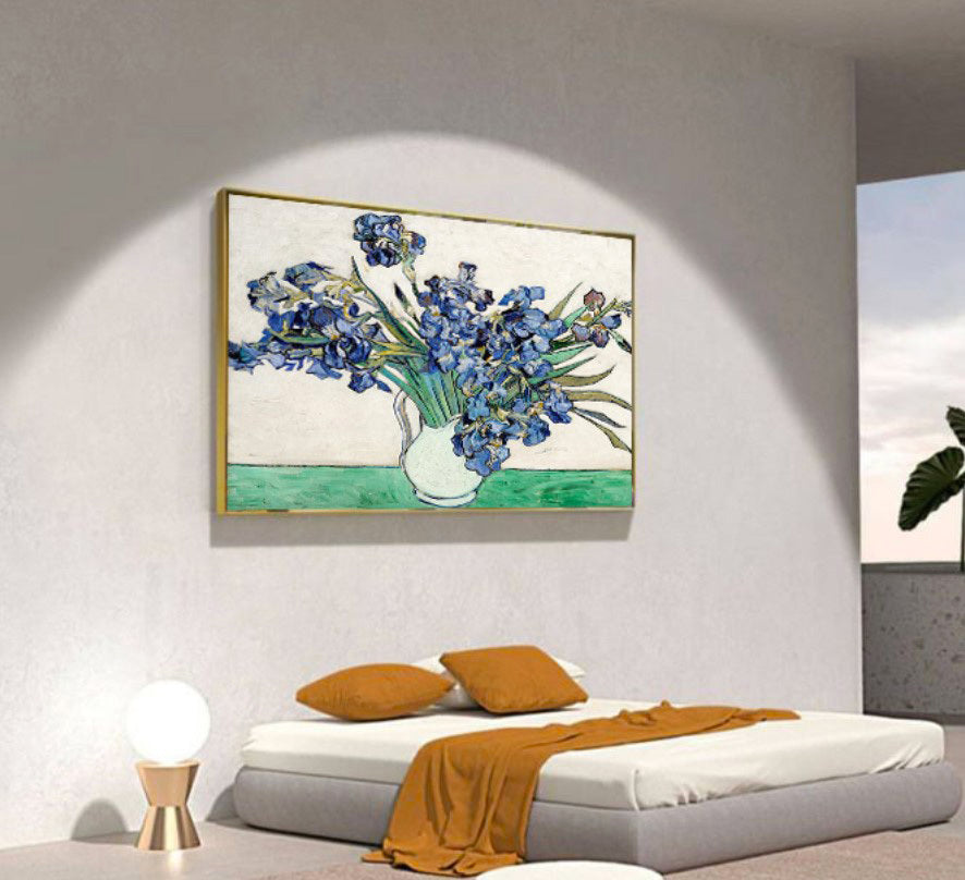 60cm Vase of Irises Canvas Wall Art Van Gogh Painting Print Decor