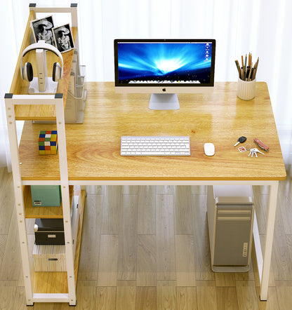 Modern Workstation Computer Desk with Storage Shelves Oak