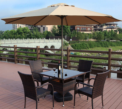 3m Steel Outdoor Garden Patio Market Umbrella Beige Tan