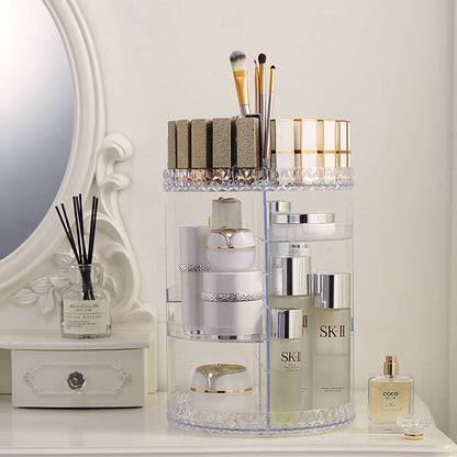 360 Degree Rotating Crystal Diamond Makeup Organizer for Jewelry and Cosmetics