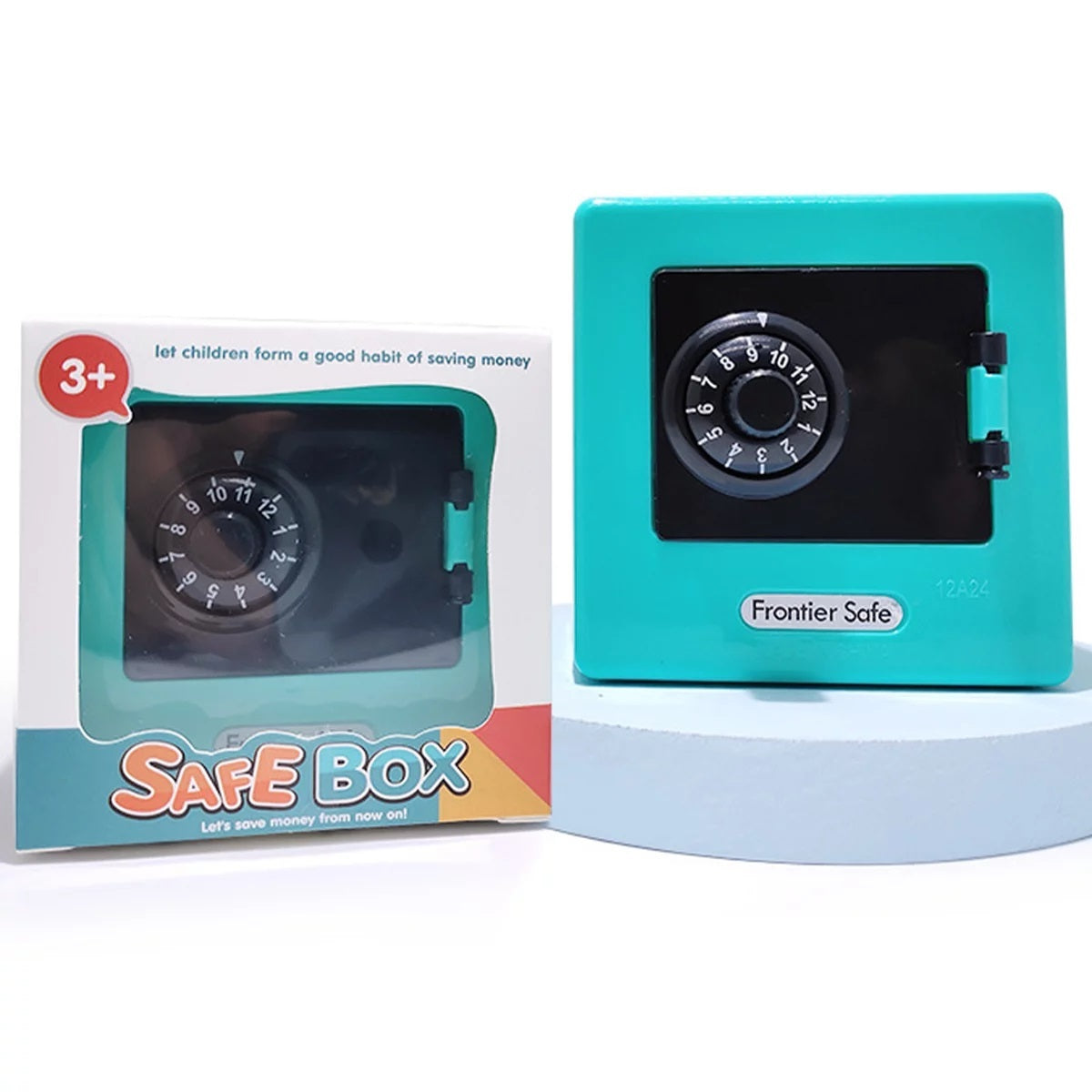 Secure Mini Piggy Bank Combination Lock Safe Deposit Box Aqua