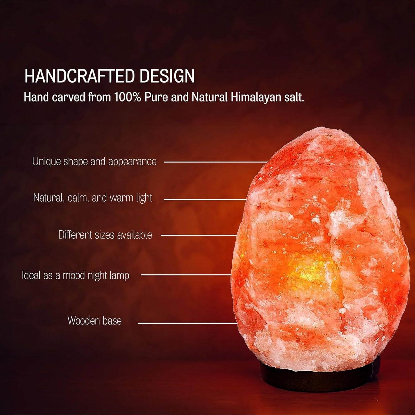 Natural Himalayan Salt Lamp Crystal Rock Night Light for Relaxation and Wellness - (1-2kg)