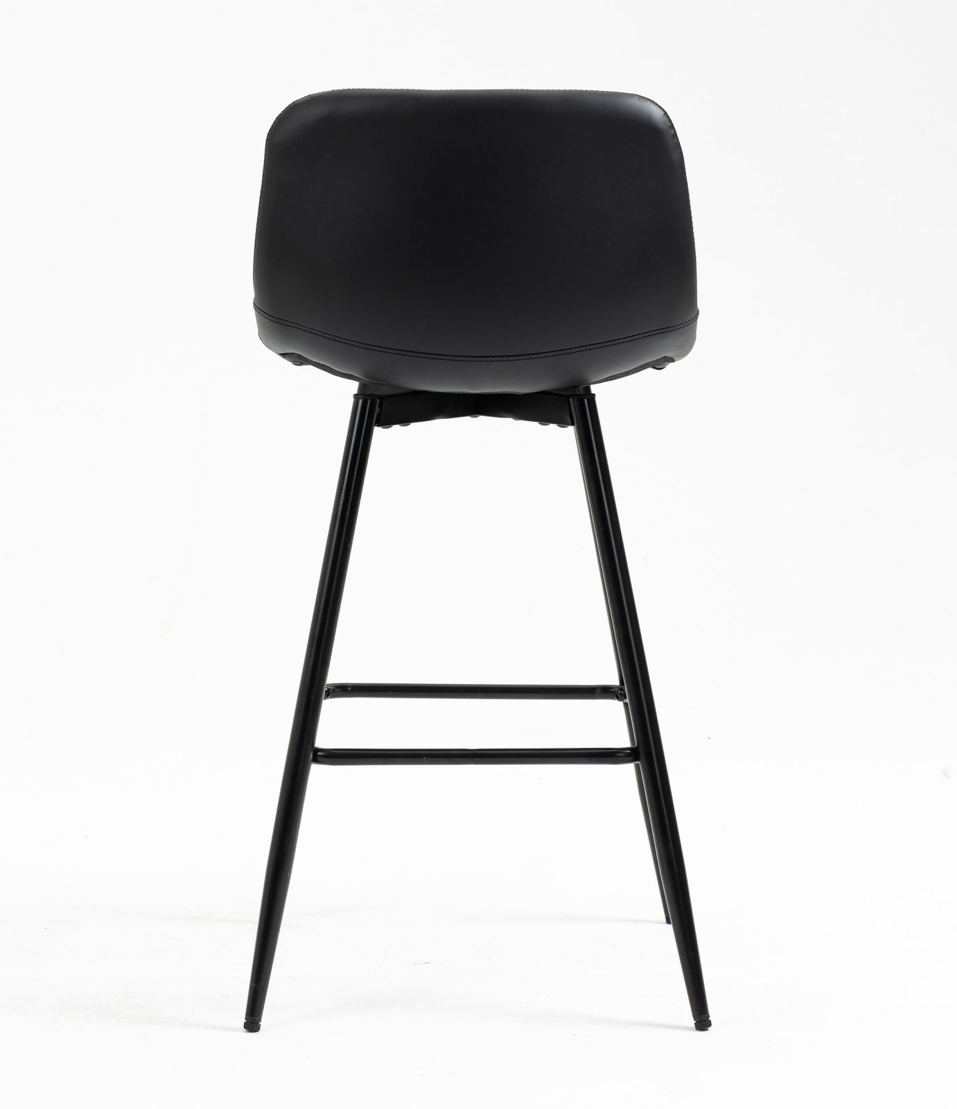 Set of 2 Modern Faux Leather Bar Stools Black