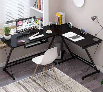 Large Double Workstation Corner Desk for Home Office Black