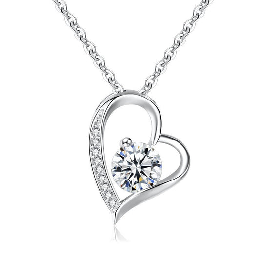 Sterling Silver Eternal Heart Pendant Necklace with Sparkling CZ Diamond