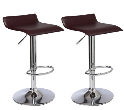 Set of 2 Modern PU Leather Bar Stools Chocolate