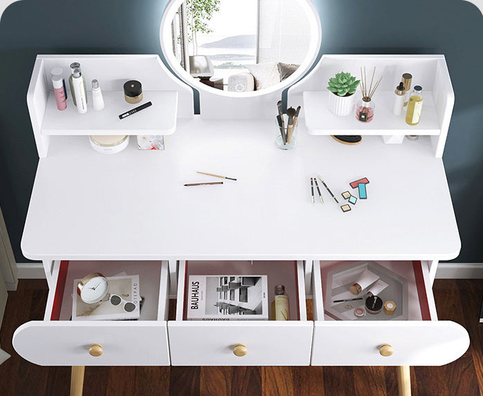 Beauty LED Vanity Dressing Table with Mirror Stool and Storage Drawers Set