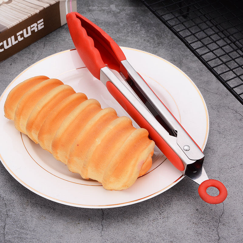 27cm Stainless Steel Silicone Tongs Red for Cooking and Grilling