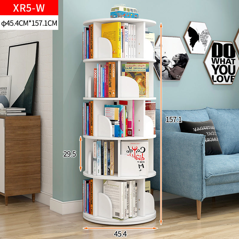 5 Tier Rotating Display Shelf Bookcase Organizer White