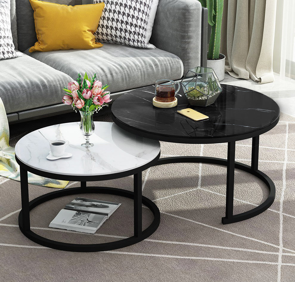 Luxor 2-in-1 Designer Marble Look Nested Coffee Tables