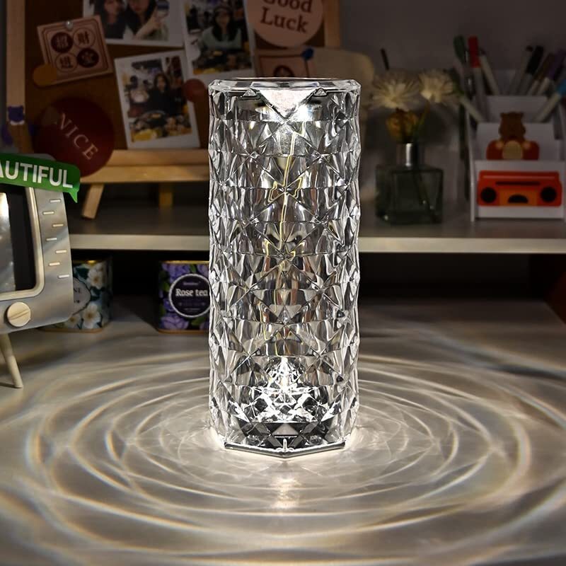 Rose Diamond Crystal LED Touch Sensor Night Light for Bedroom Decor