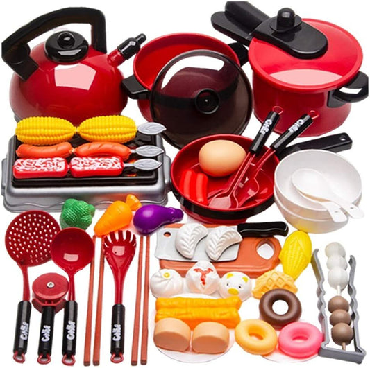 Interactive Kitchen Playset 51-Piece Cookware Pots Pans Utensils Food Toy Set