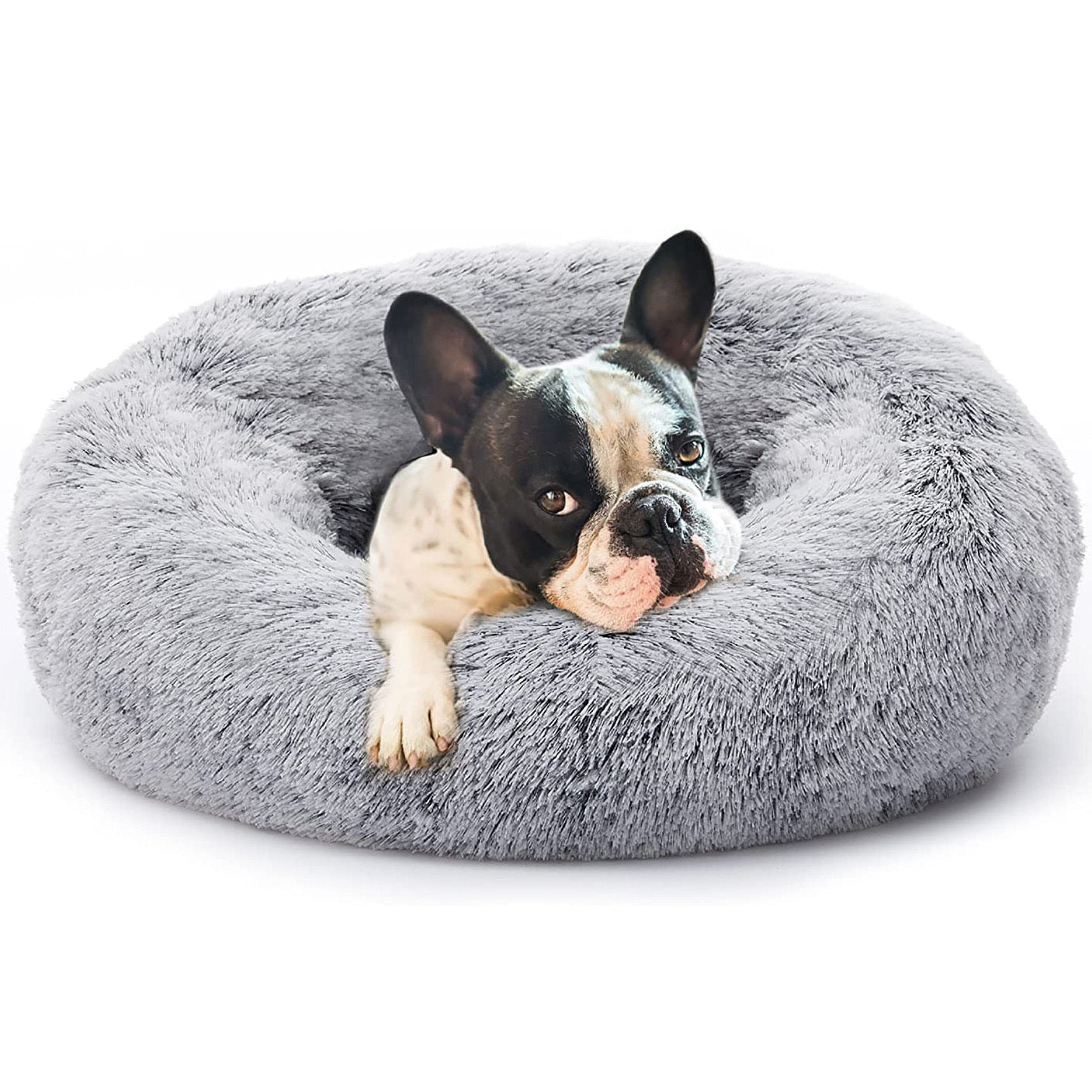 40cm Cozy Plush Soft Fluffy Pet Bed for Dogs and Cats Light Grey