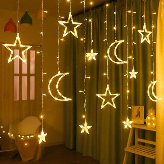 Magical Star and Moon Fairy Curtain Lights LED String Light for Home Decor