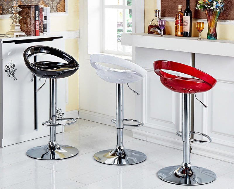 Set of 2 High Gloss Designer Bar Stools Modern Black