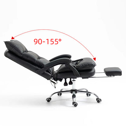 Luxury Executive Reclining Office Chair with Foot Rest and Massager Black