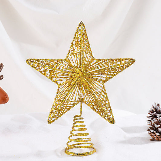 Golden Star Christmas Tree Topper Holiday Decoration Ornament Sparkling Design